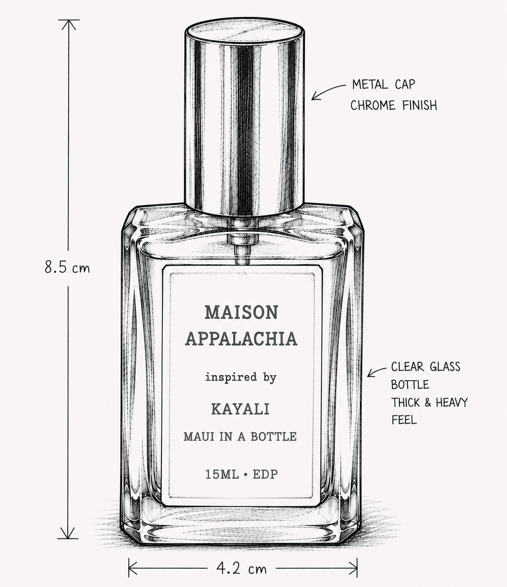 Îles Lointaines — Inspired by Kayali Maui in a Bottle · Maison Appalachia · Soleil Collection · Extrait Strength Perfume Spray · 15 ml