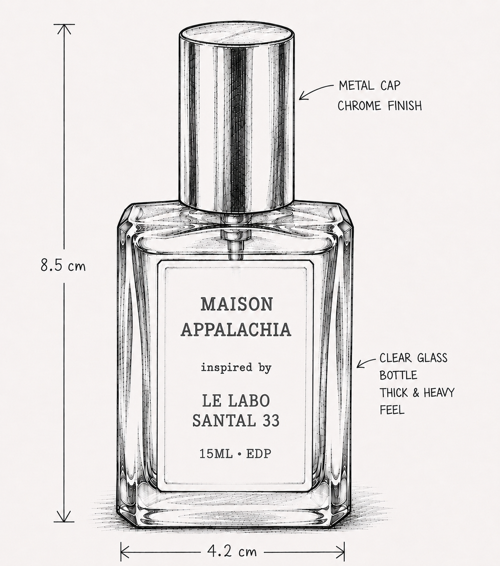 Trente-Trois — Inspired by Le Labo Santal 33 · Maison Appalachia · Icon Collection · Extrait Strength Perfume Spray · 15 ml